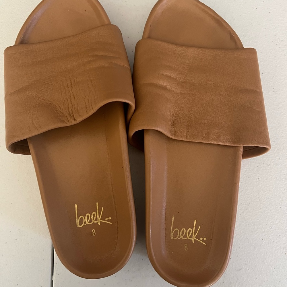 Beek Tan Slide Sandals Minimalist Comfort